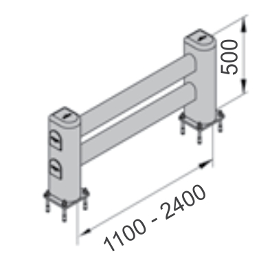 Bariera ochronna dwupoziomowa LM wymiary